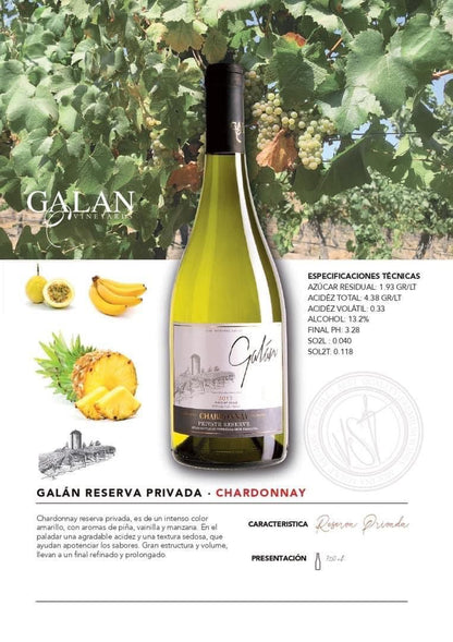 (1 Botella 750 ml) Galán Reserva Privada - Chardonnay
