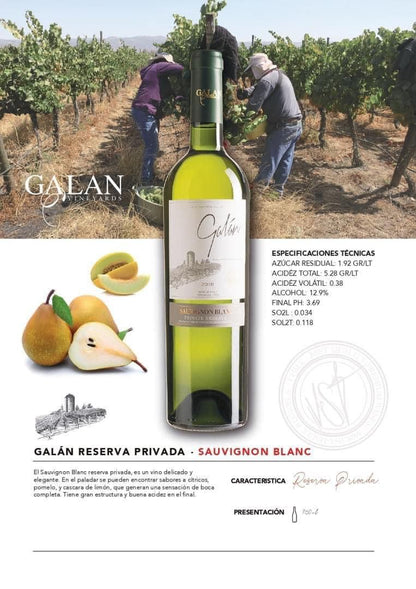 (12 Botellas 750 ml) Galán Reserva Privada - Sauvignon Blanc